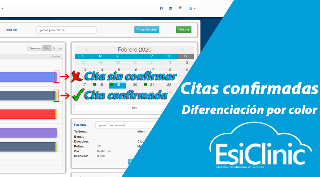 Citas confirmadas: diferenciación por color